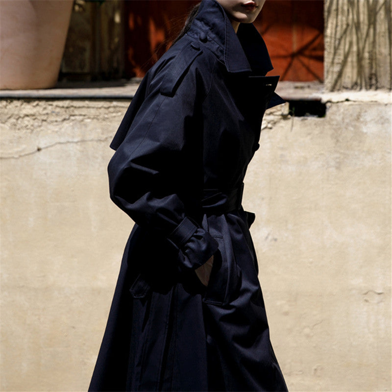 Damen Oversize-Trenchcoat mit Sturmklappe und abnehmbarem Bindegürtel