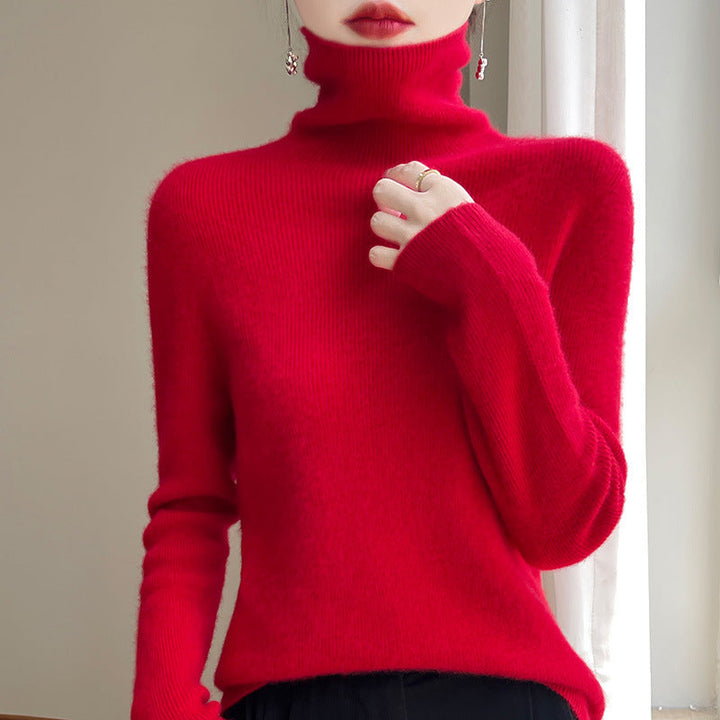 Jersey de cuello alto entallado para mujer