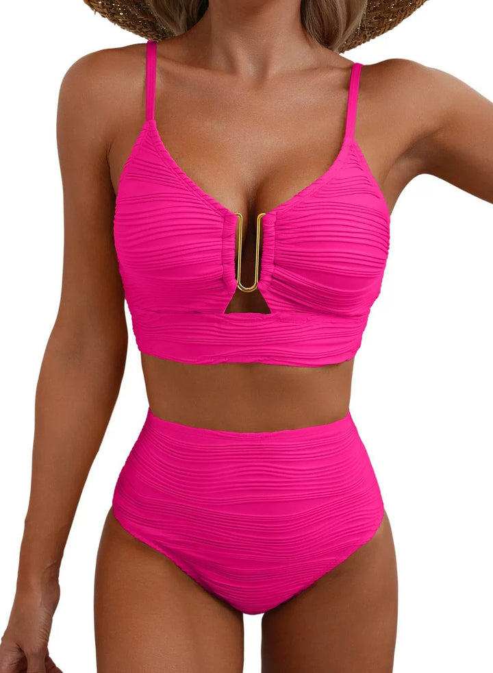 Siren | Hochtailliertes Bikini-Set mit Gold U-Link Detail
