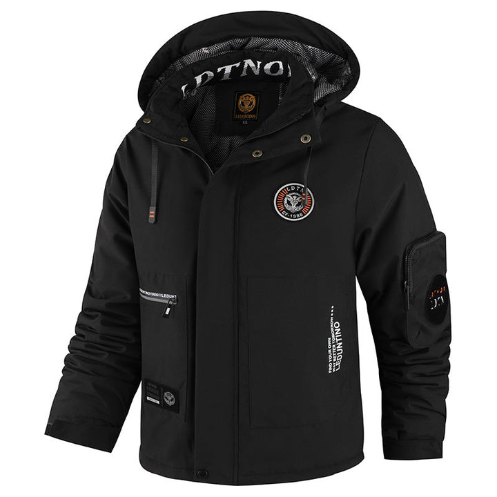 Giacca da uomo imbottita antivento e impermeabile con cappuccio e tasche utility