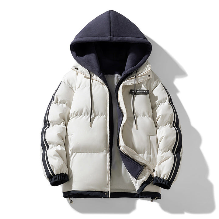 Parka acolchoado para homem com capuz interior e fecho de correr bidirecional