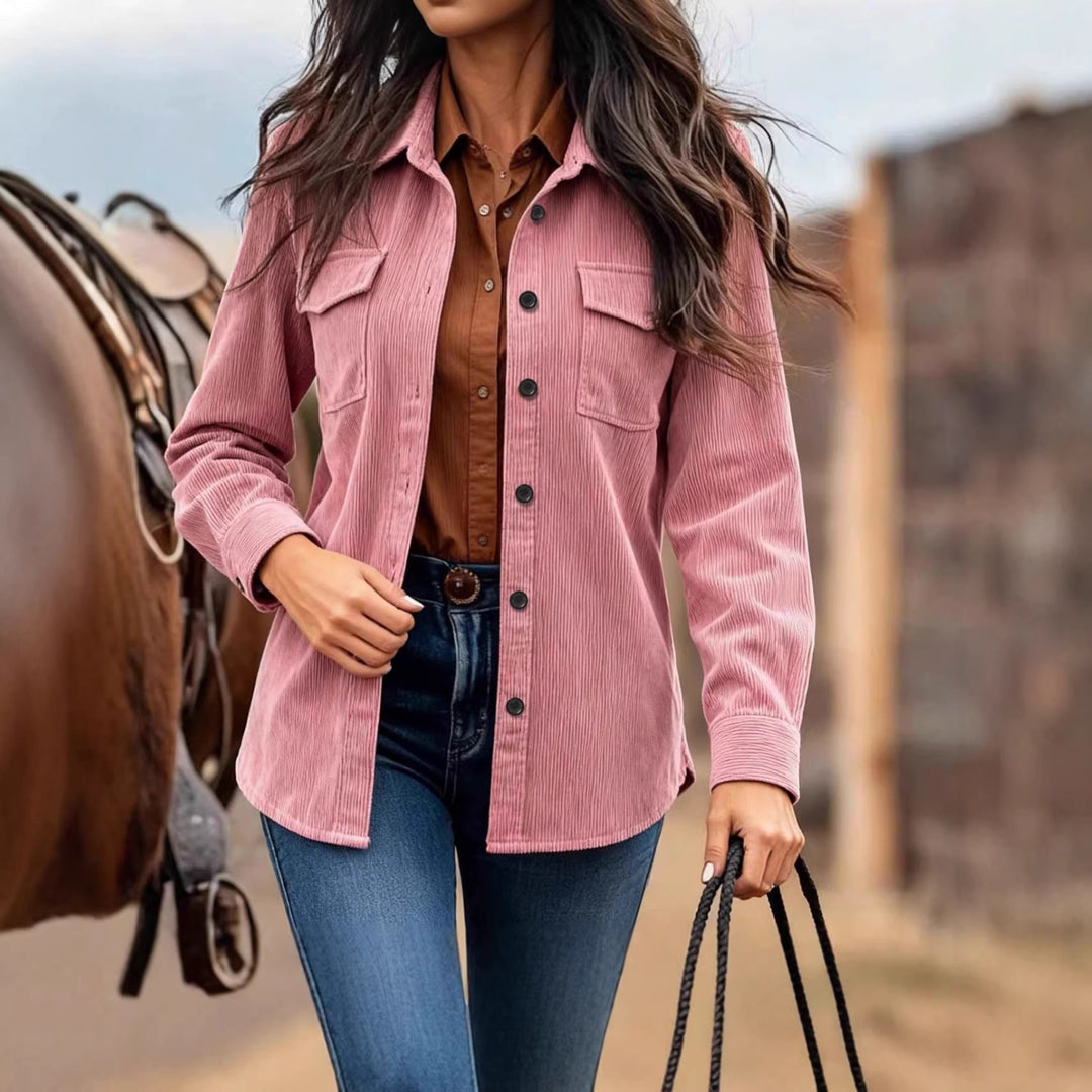 Damen Cordjacke mit praktischen Brusttaschen