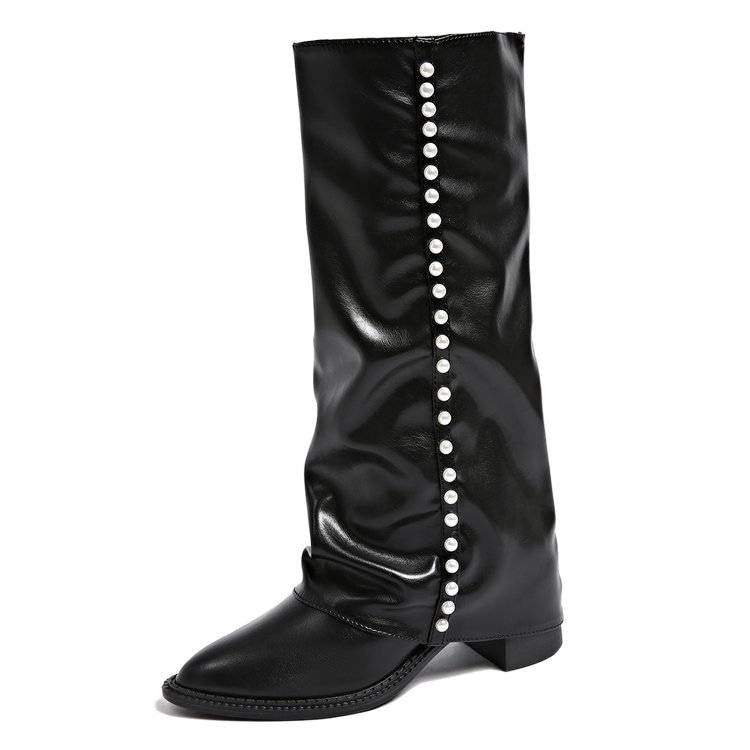 Bottes pour femme ornées de perles et dotées d’une semelle antidérapante