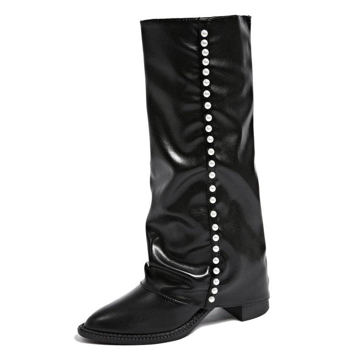 Bottes pour femme ornées de perles et dotées d’une semelle antidérapante