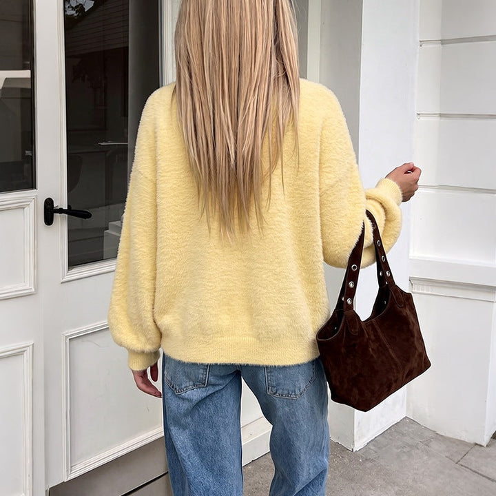Cardigan pour femme à col en V, avec poches et boutons