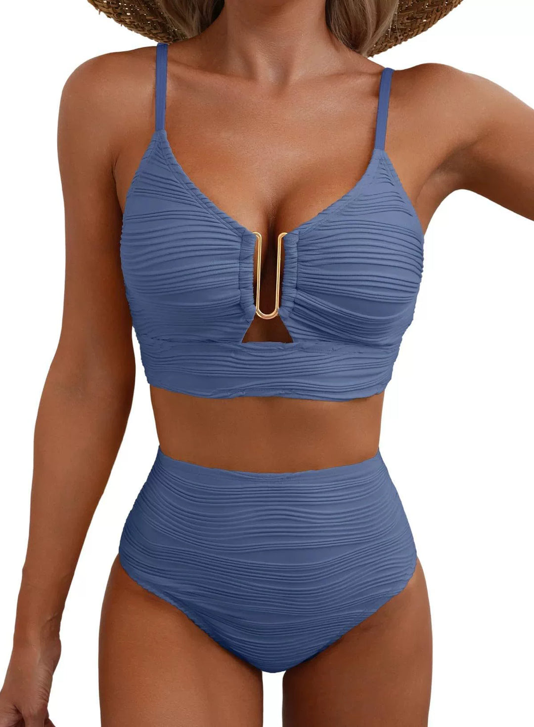 Siren | Hochtailliertes Bikini-Set mit Gold U-Link Detail