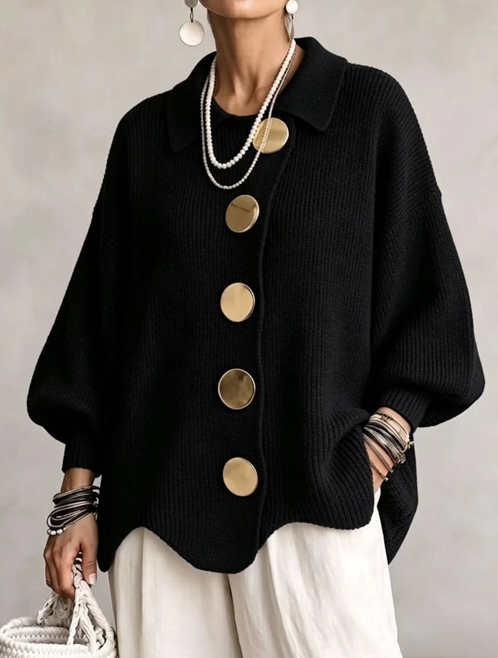 Damen Langarm-Strickjacke mit Knöpfen