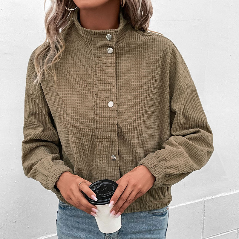 Damen Cropped Langarmjacke mit Taschen
