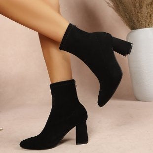 Damen Stiefeletten mit Blockabsatz und weichem Innenfutter