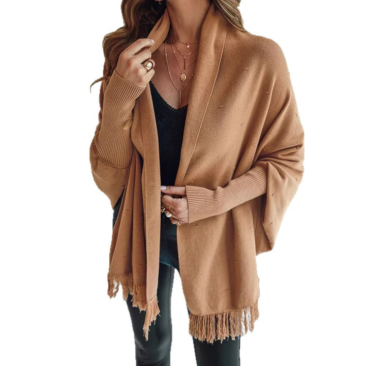 Damen Poncho mit Fransen