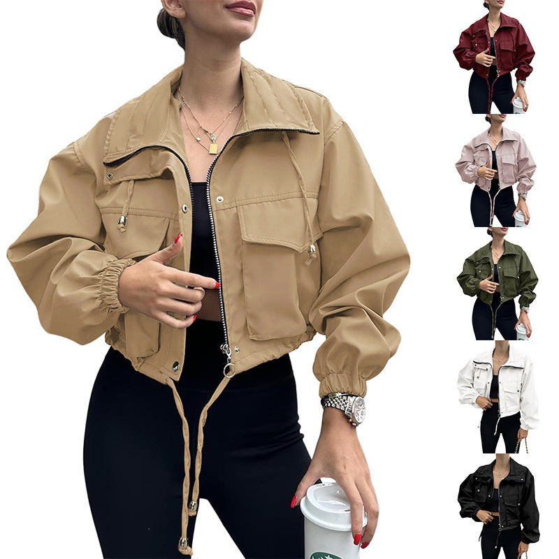 Damen Kurzjacke mit Kordelzug und elastischen Bündchen