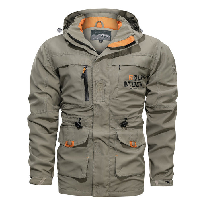Herren wasserfester und winddichter Outdoorparka mit abnehmbarer Kapuze