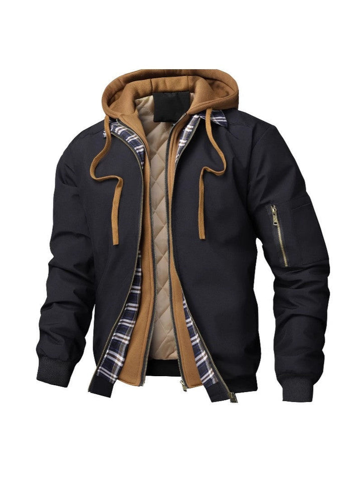 Herren Jacke mit Kapuze, Taschen und Tunnelzug