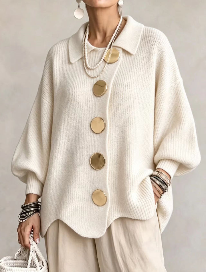 Damen Langarm-Strickjacke mit Knöpfen