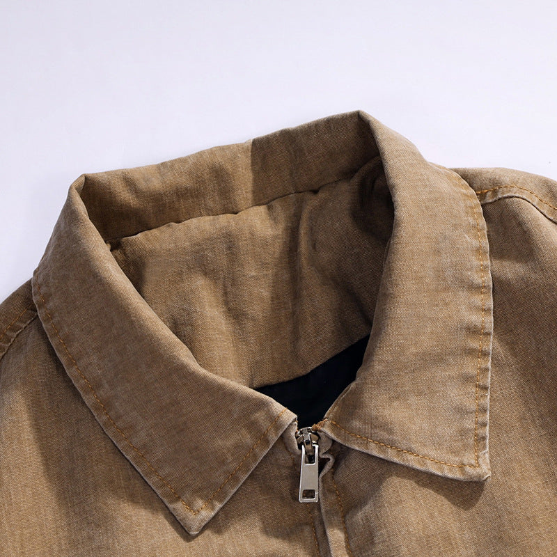 Herren oversized Freizeit-Bomberjacke mit Reißverschluss und Stehkragen