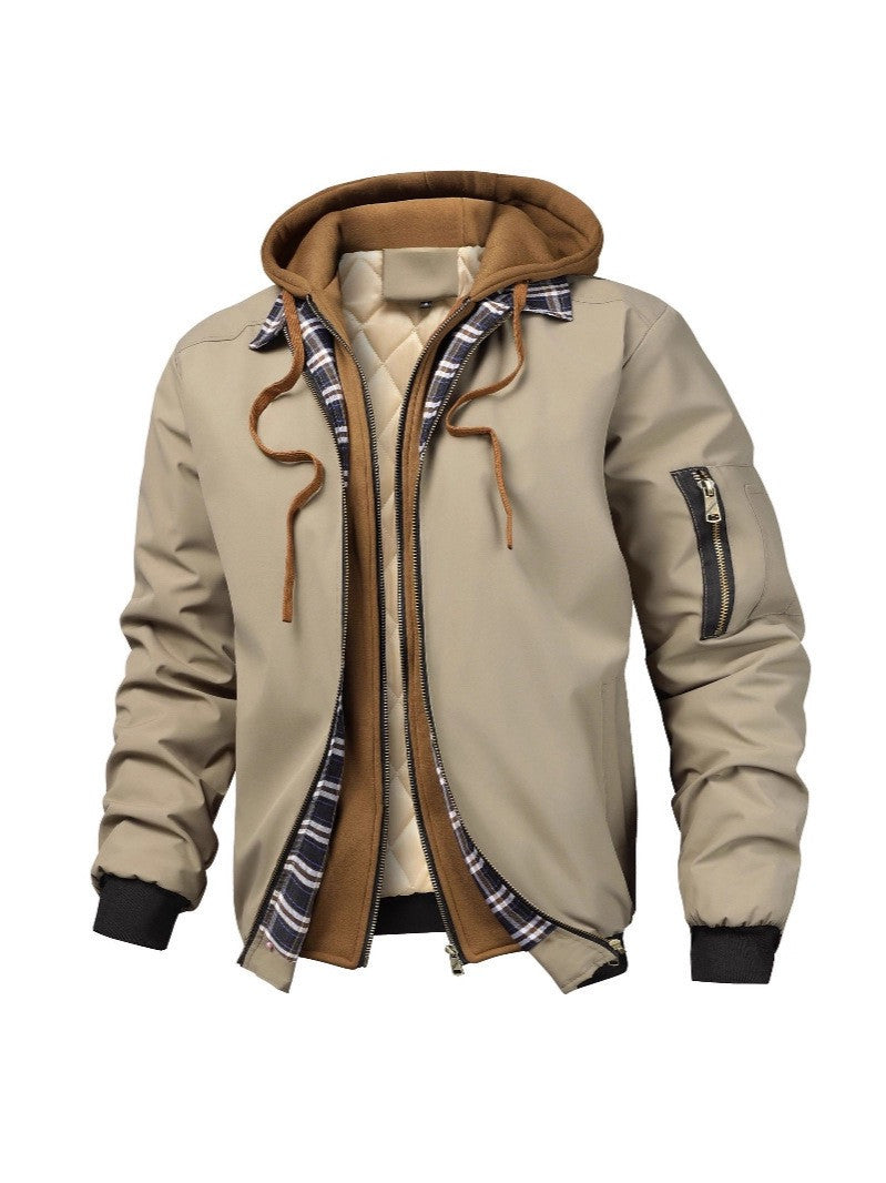 Herren Jacke mit Kapuze, Taschen und Tunnelzug