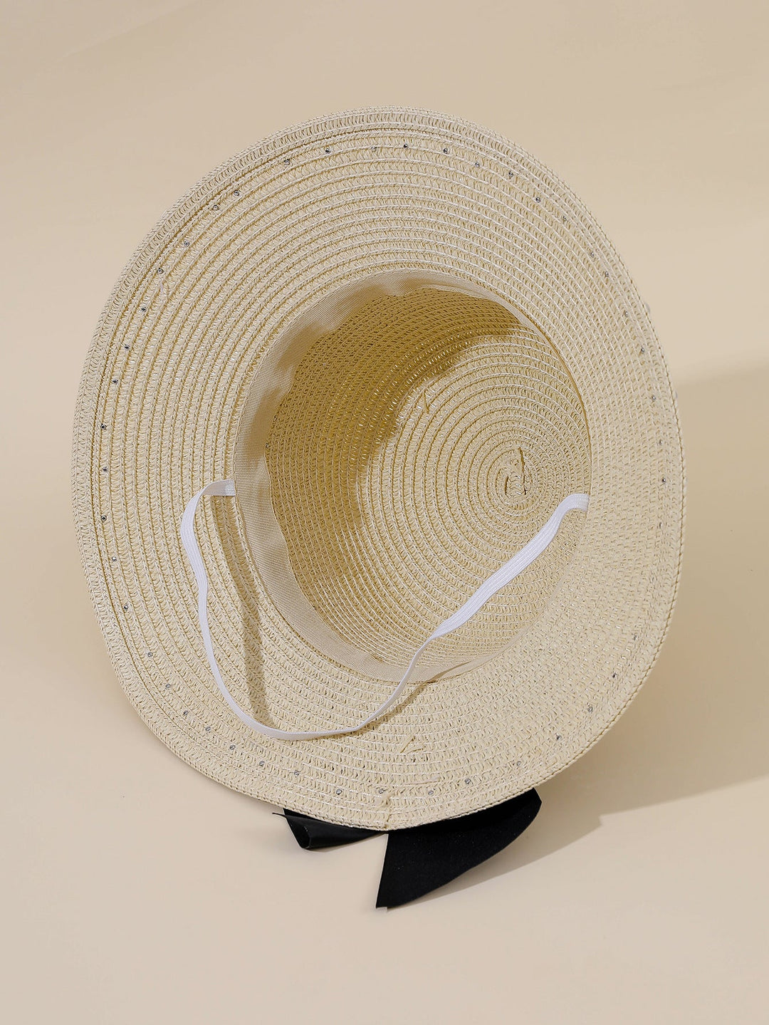 Damen Strohhut mit breiter Krempe und Satinband