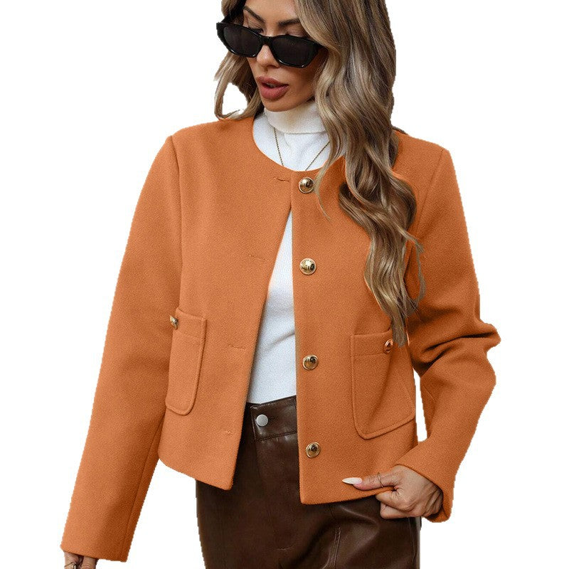 Damen Jacke mit Goldknöpfen und seitlichen Taschen