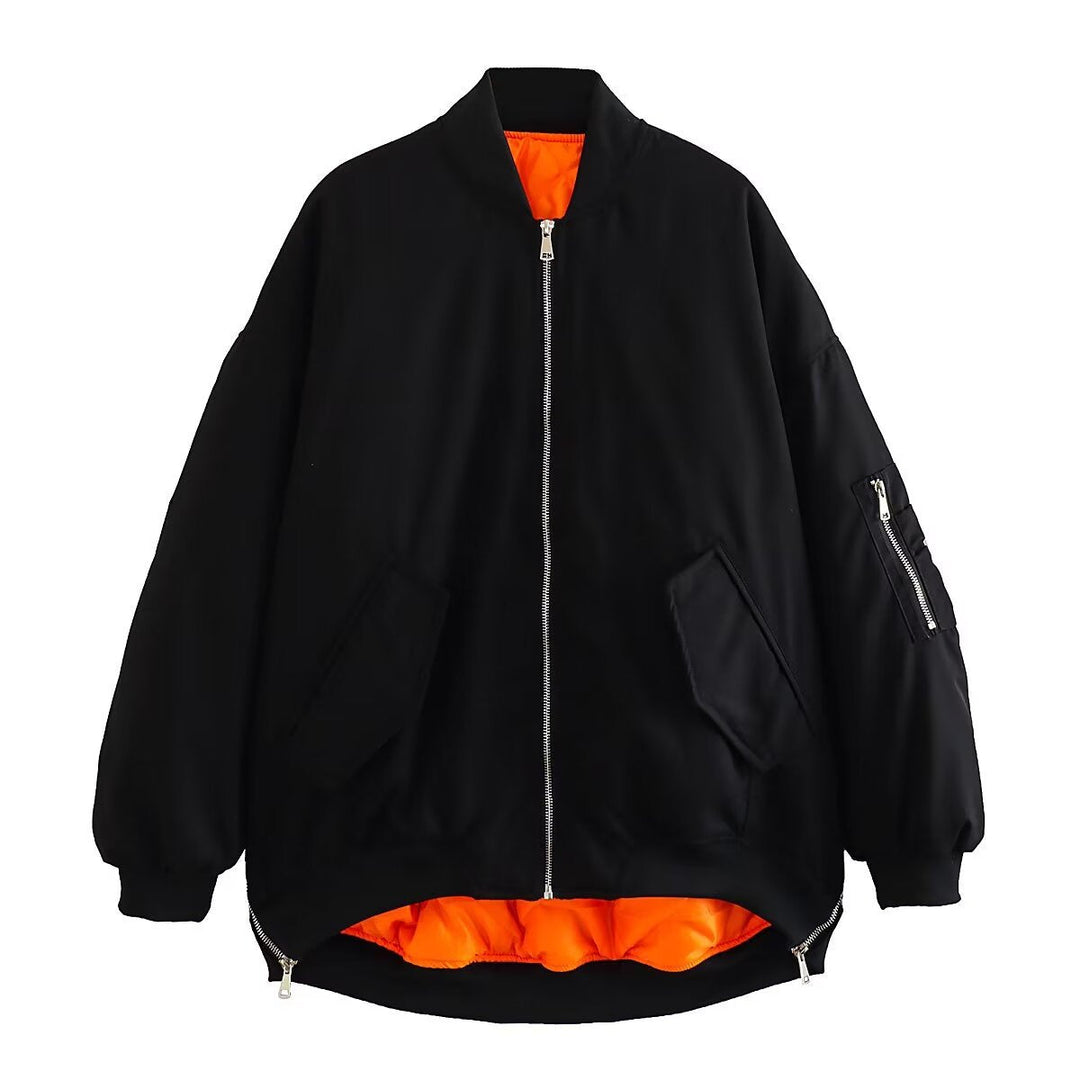Damen Oversized Bomberjacke mit Taschen