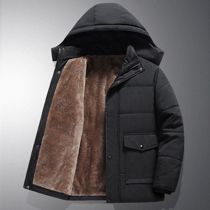 Herren Steppjacke mit Kapuze, Knöpfen und Taschen