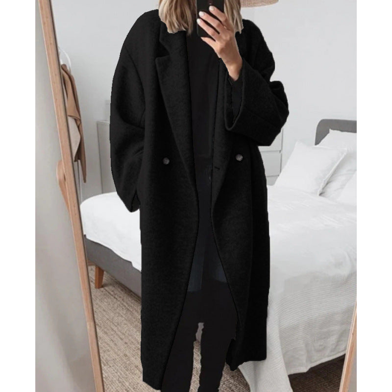 Damen Oversize-Mantel mit Revers und doppelter Knopfleiste