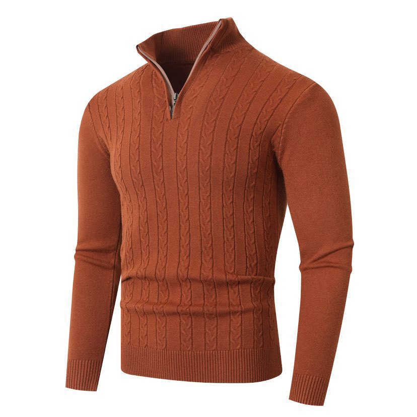 Maglione da uomo con motivo a trecce e collo alto