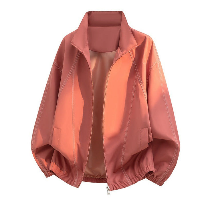 Men’s oversized lightweight blouson jacket with a stand collar and elastic hem