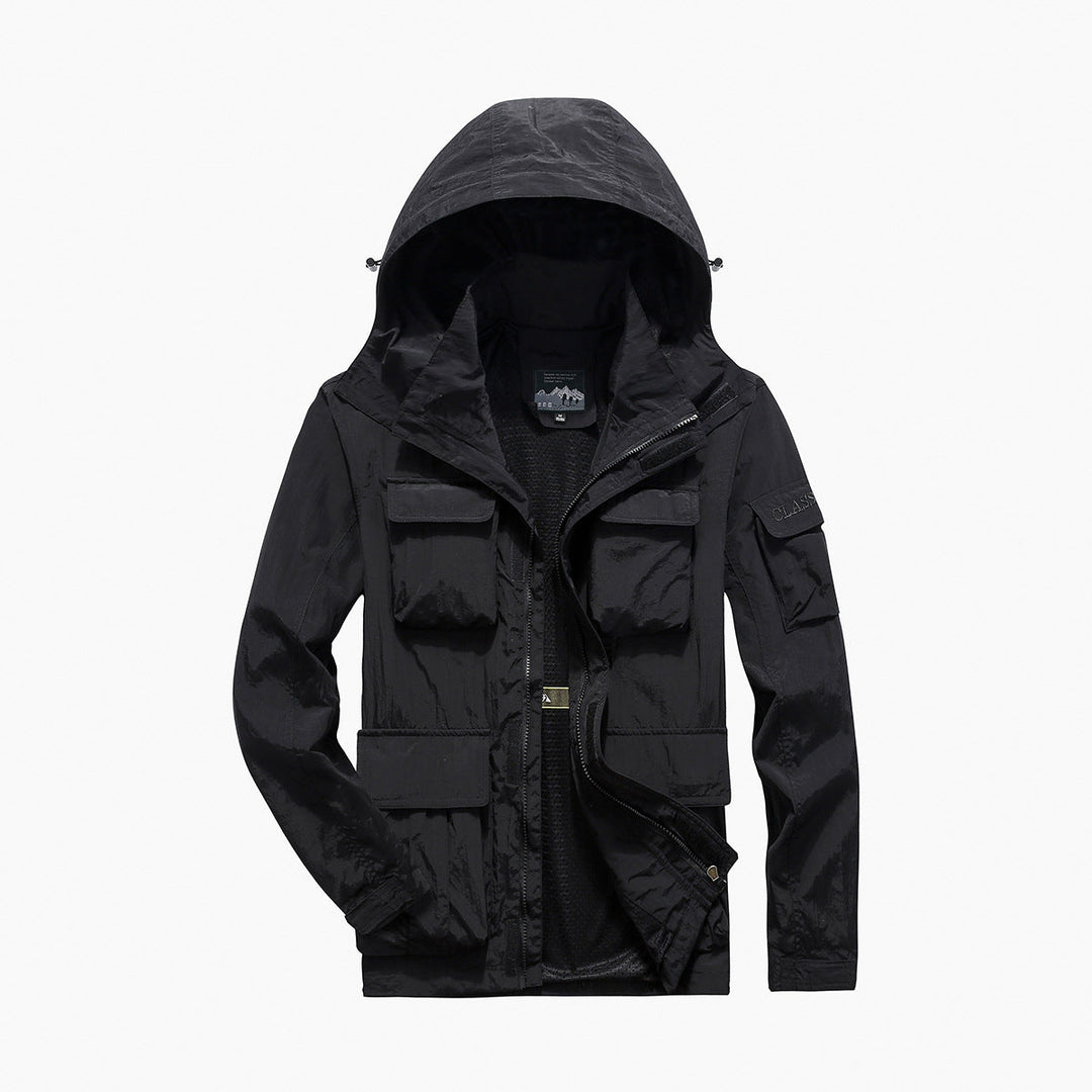 Herren multifunktionale Utility-Fieldjacke mit Klapp- und Reißverschlusstaschen