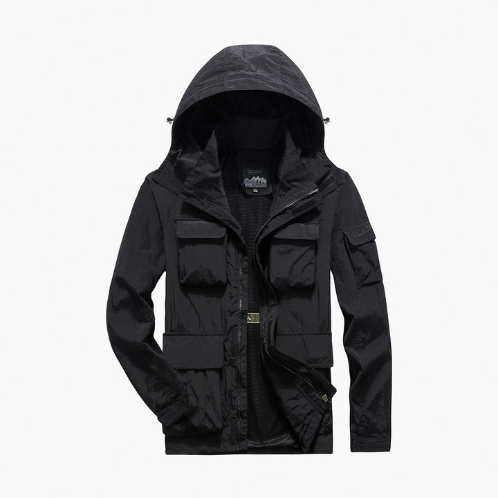 Herren multifunktionale Utility-Fieldjacke mit Klapp- und Reißverschlusstaschen