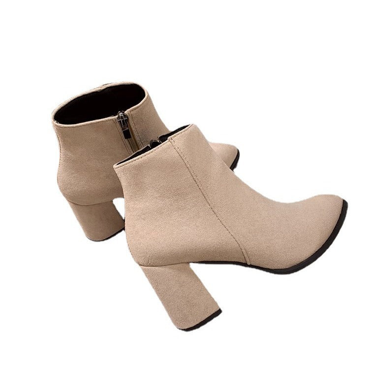 Damen Stiefeletten mit blockierendem Absatz und Reißverschluss