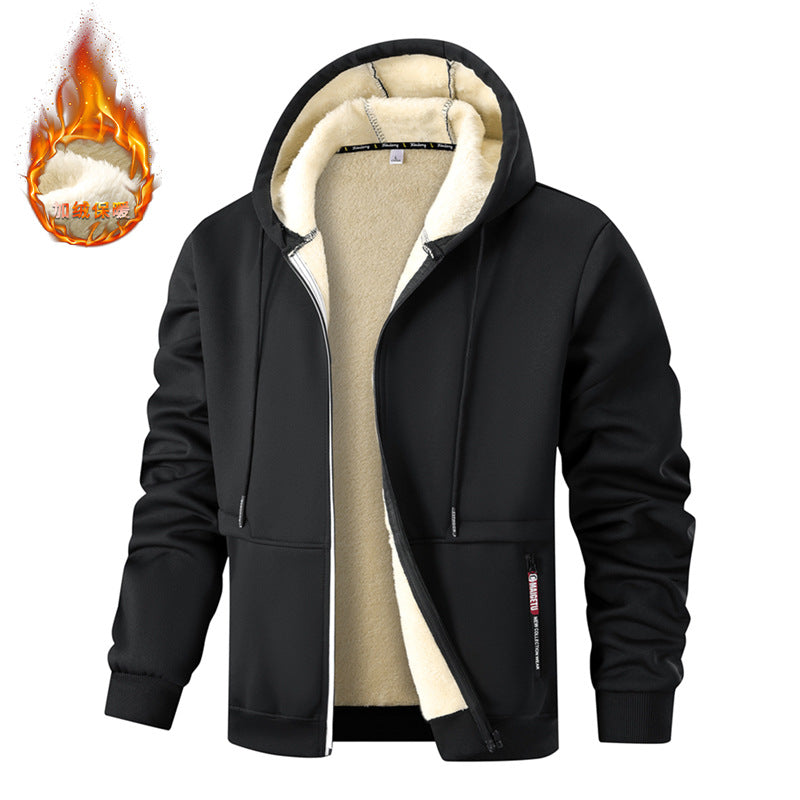 Herren Langarm Kapuzenjacke mit Kordelzug und Taschen