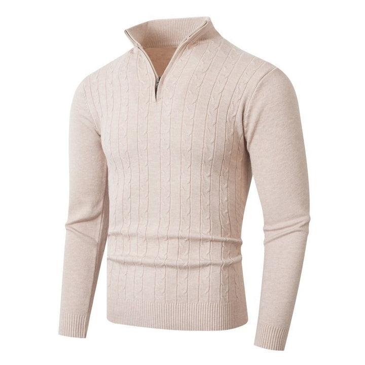 Maglione da uomo con motivo a trecce e collo alto