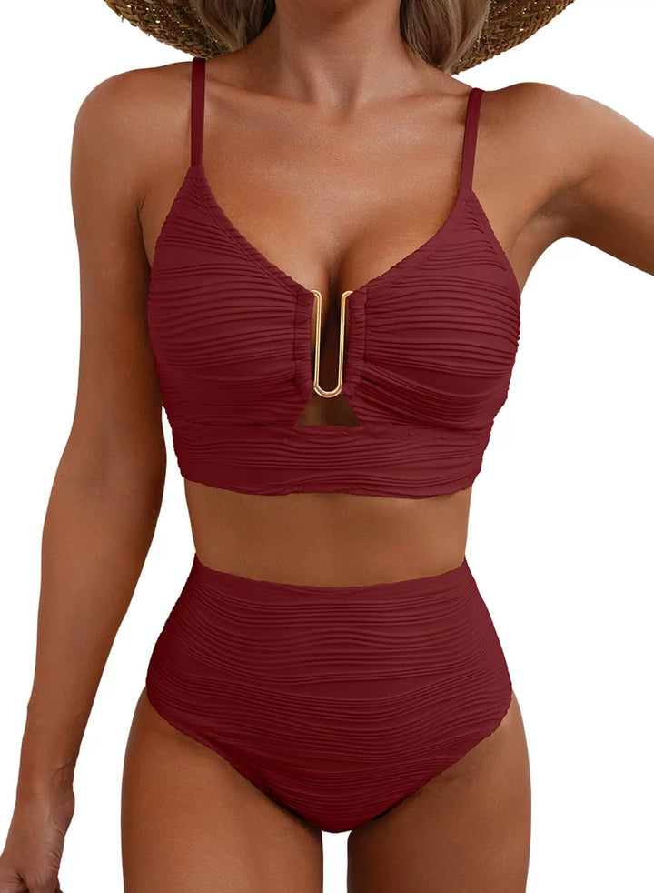 Siren | Hochtailliertes Bikini-Set mit Gold U-Link Detail