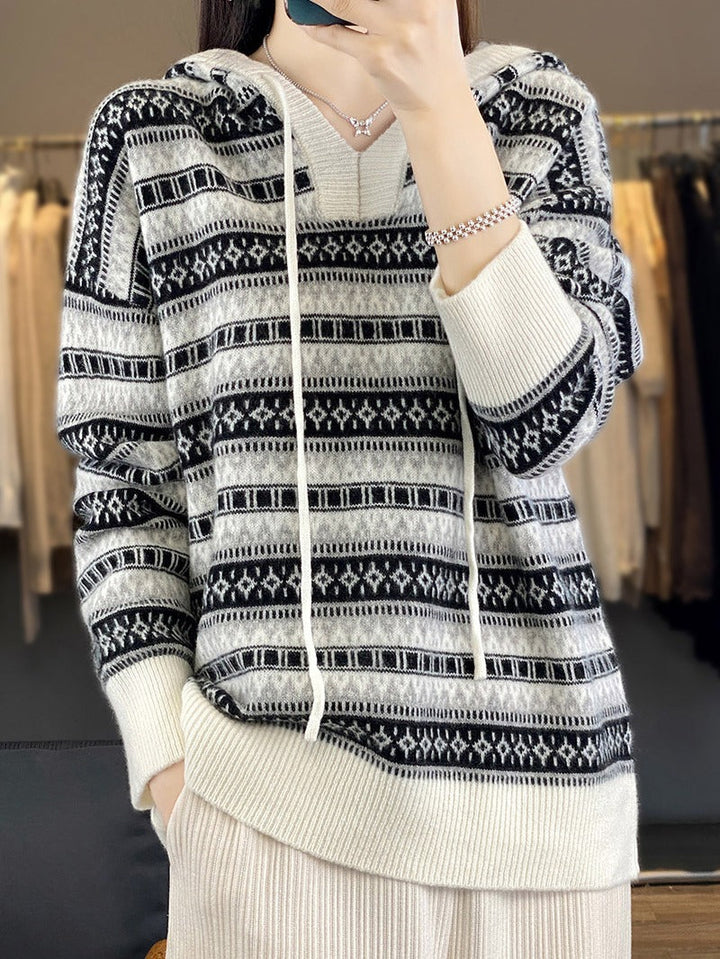 Damen Oversized Hoodie mit V-Ausschnitt und Kordelzug