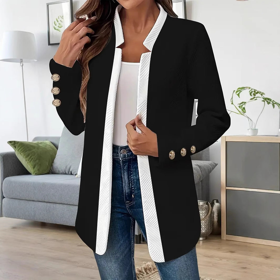 Chaqueta blazer de mujer con corte entallado y cuello en contraste