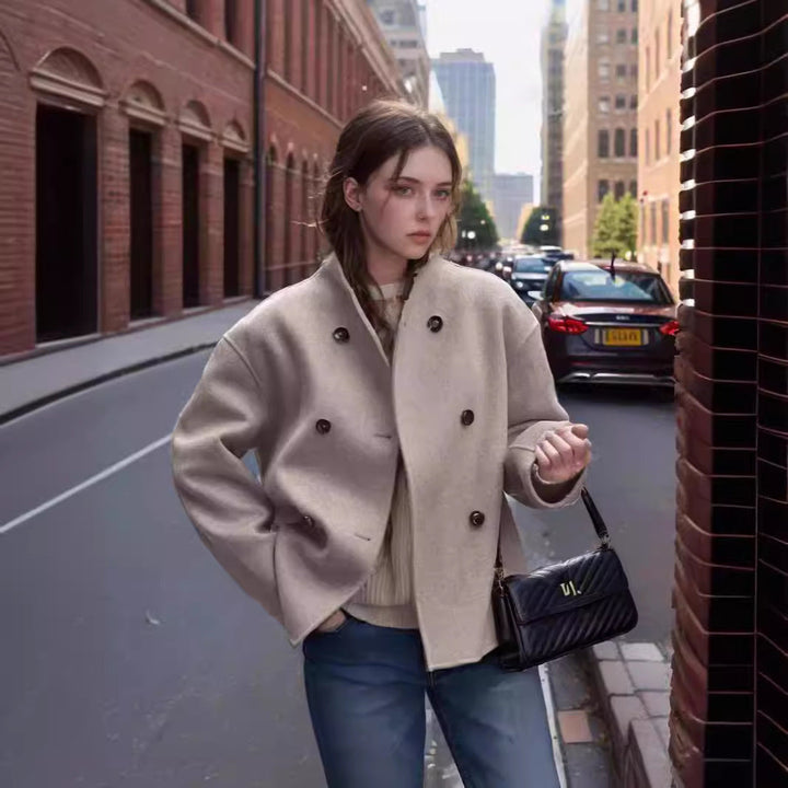 Damen Oversized Jacke mit Doppelreißverschluss und Taschen