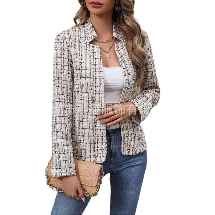Damen Tweedjacke mit figurbetontem Schnitt und offenem Design