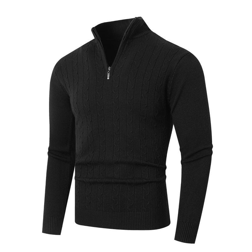 Maglione da uomo con motivo a trecce e collo alto