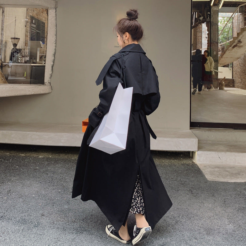 Damen Oversize-Trenchcoat mit doppelter Knopfleiste und Sturmklappe