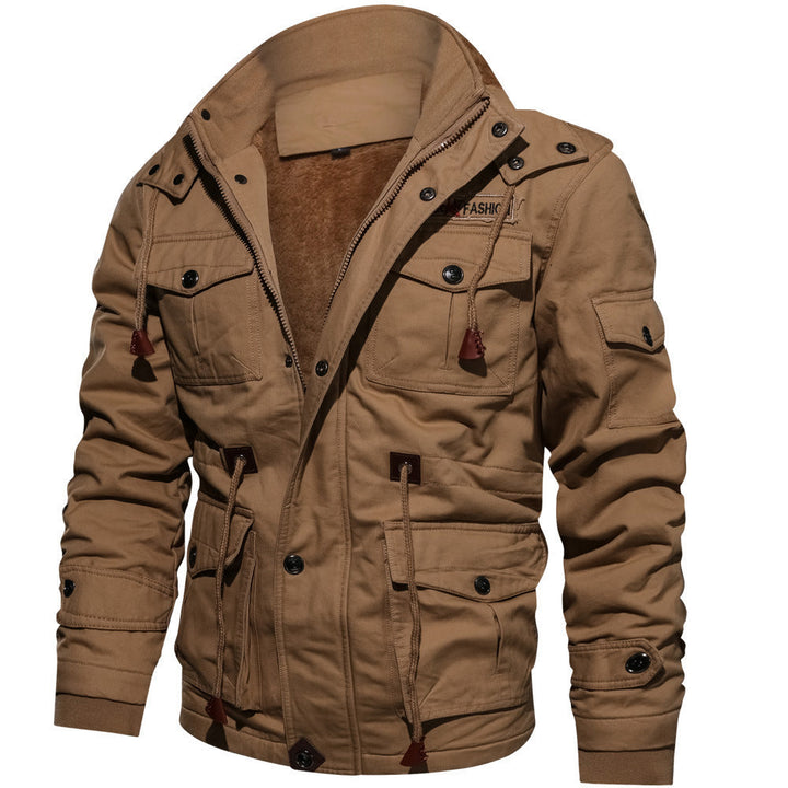 Herren gefütterte Utility-Feldjacke mit Kordelzug und Taschen