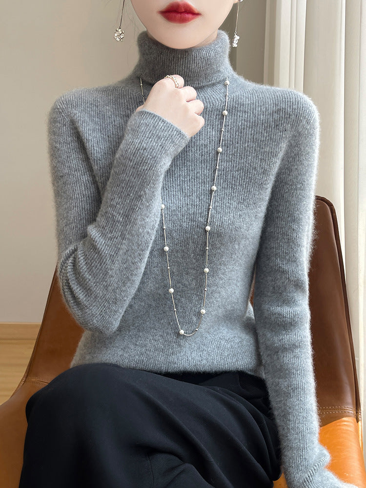 Jersey de cuello alto entallado para mujer