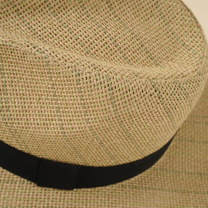 Damen Strand-Fedora-Hut mit breiter Krempe und Band