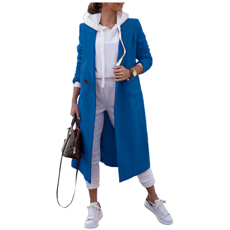 Damen Oversize-Mantel mit klassischem Revers und Taschen