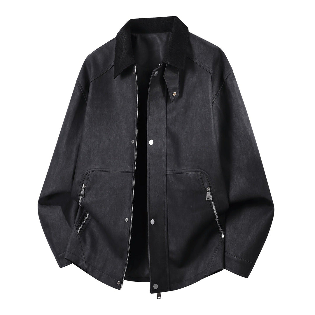 Herren Oversized Harringtonjacke mit Cordkragen und Zwei-Wege-Reißverschluss