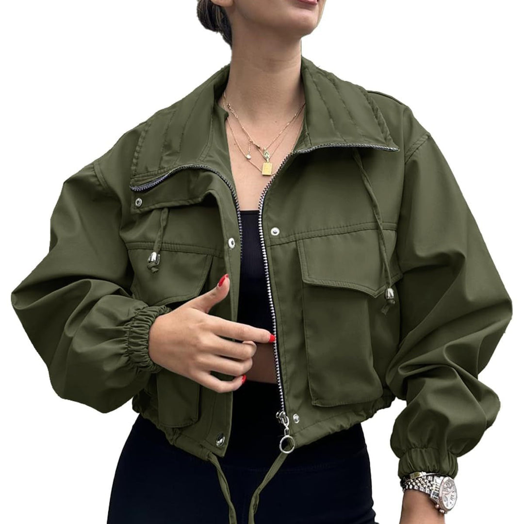Damen Kurzjacke mit Kordelzug und elastischen Bündchen
