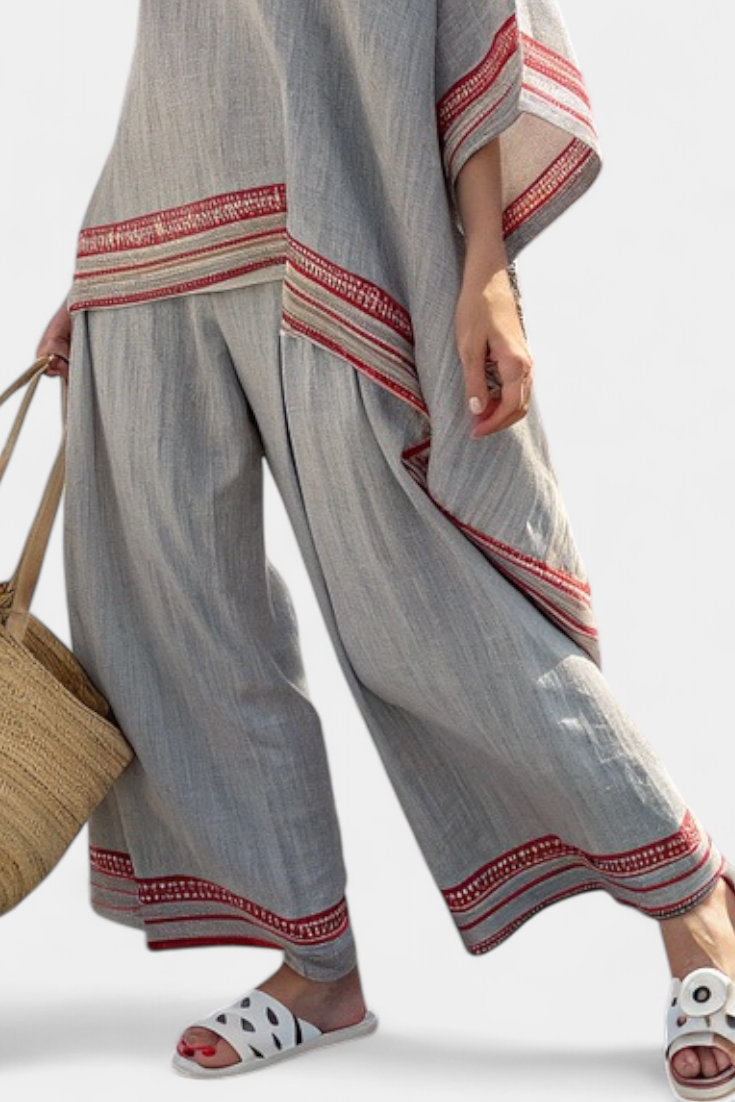 Rossella – asymmetrische Bluse und weite ethnische Hosen