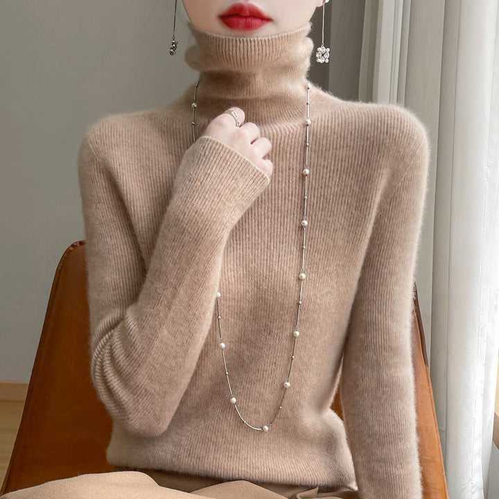 Jersey de cuello alto entallado para mujer