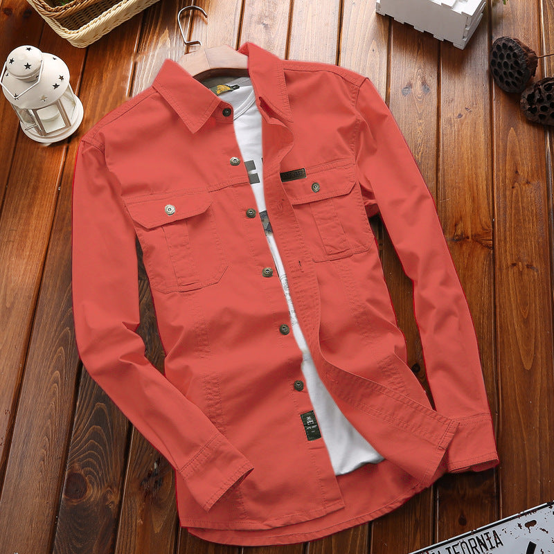 Herren Canvas-Overshirt mit Klappbrusttaschen und verstärkten Nähten