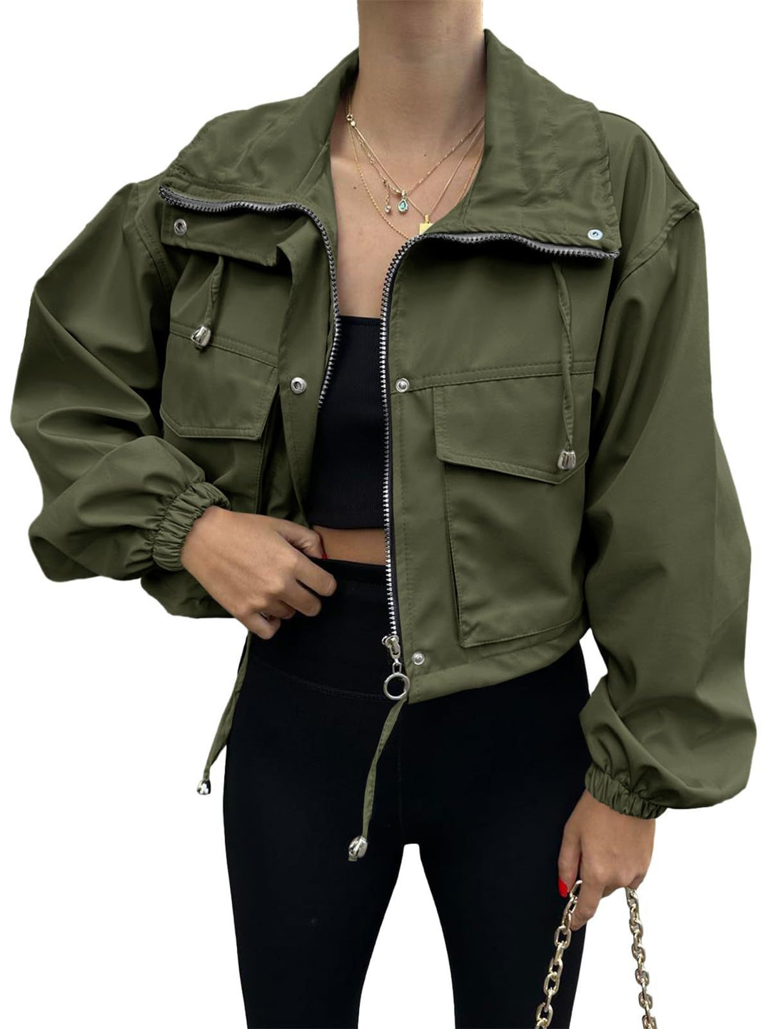 Damen Kurzjacke mit Kordelzug und elastischen Bündchen