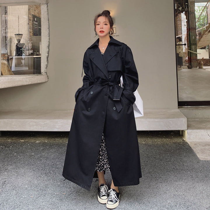 Damen Oversize-Trenchcoat mit doppelter Knopfleiste und Sturmklappe